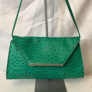 GUC Merona green faux ostrich shoulder clutch bag